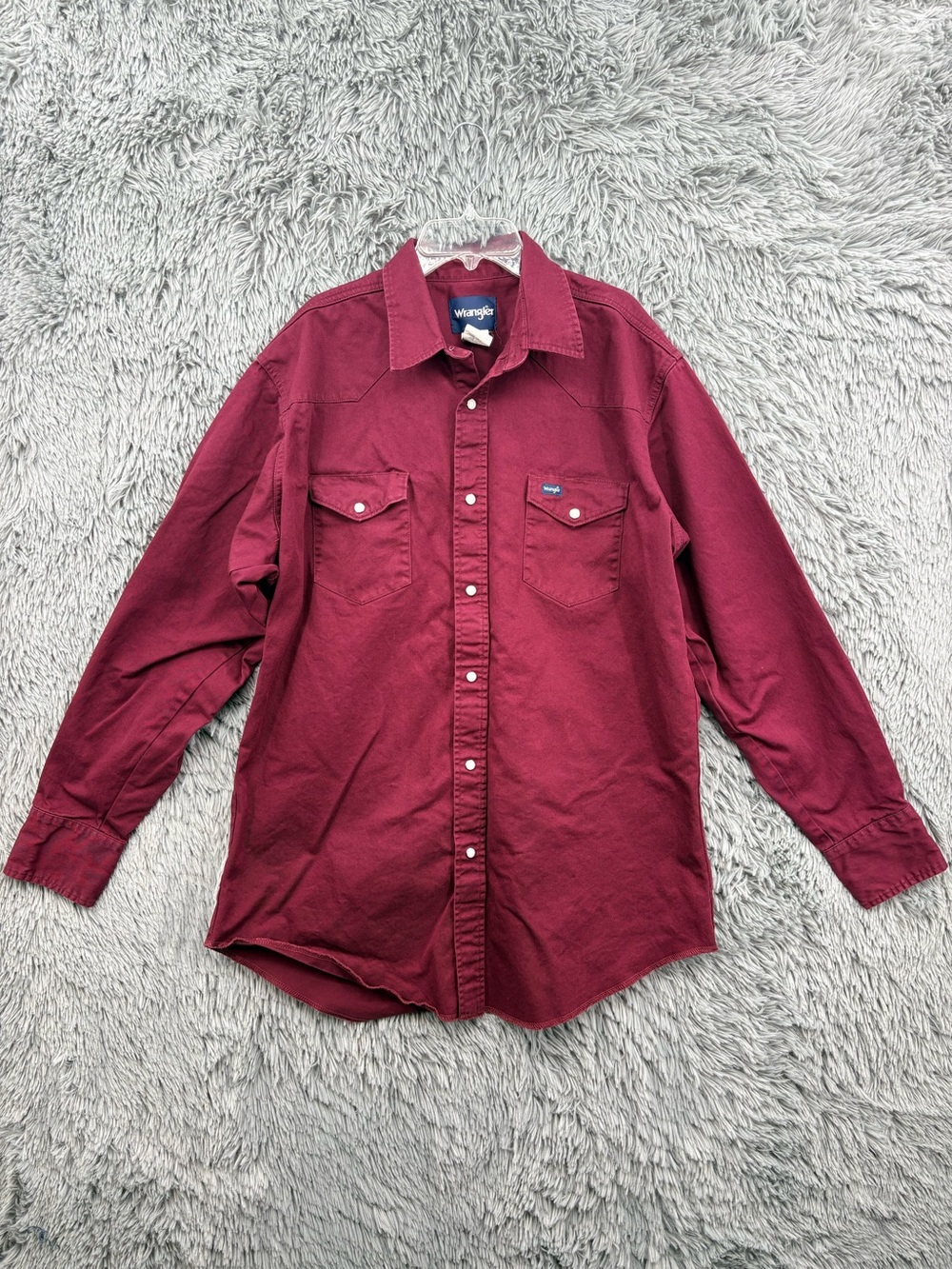 Vintage Wrangler Western Pearl Snap Shirt Mens XL Tall Long Sleeve Burgundy